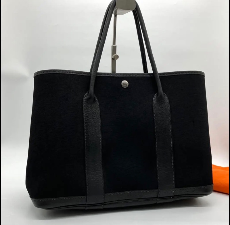 極美 閑置品 愛馬仕 花園派對 PM 手提包 黑色 鑑定已通過-1