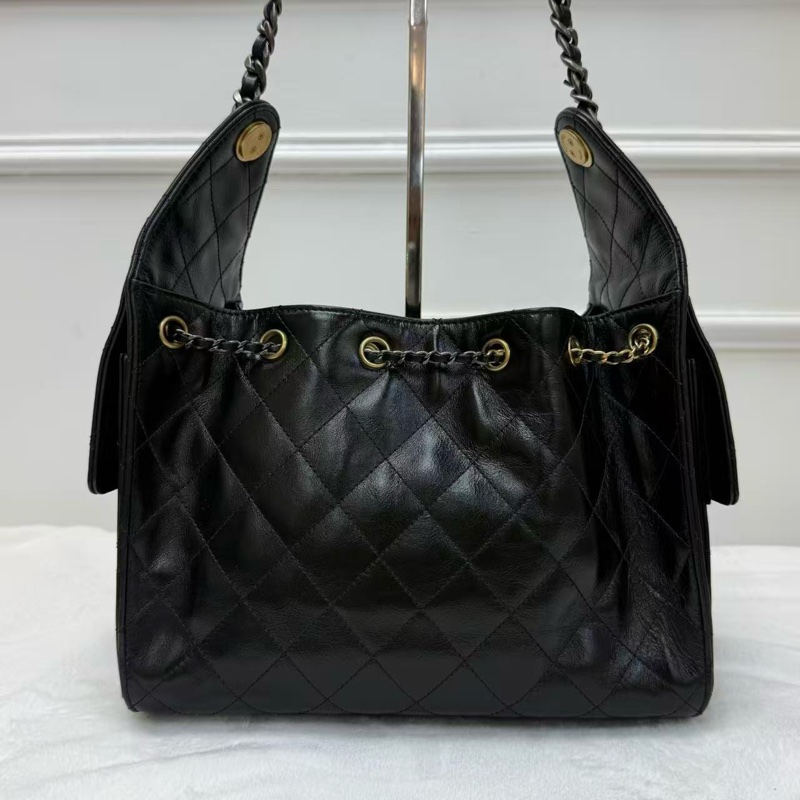 CHANEL香奈兒 25Bag Hobo 小號 黑金 亮面折紋小牛皮-1