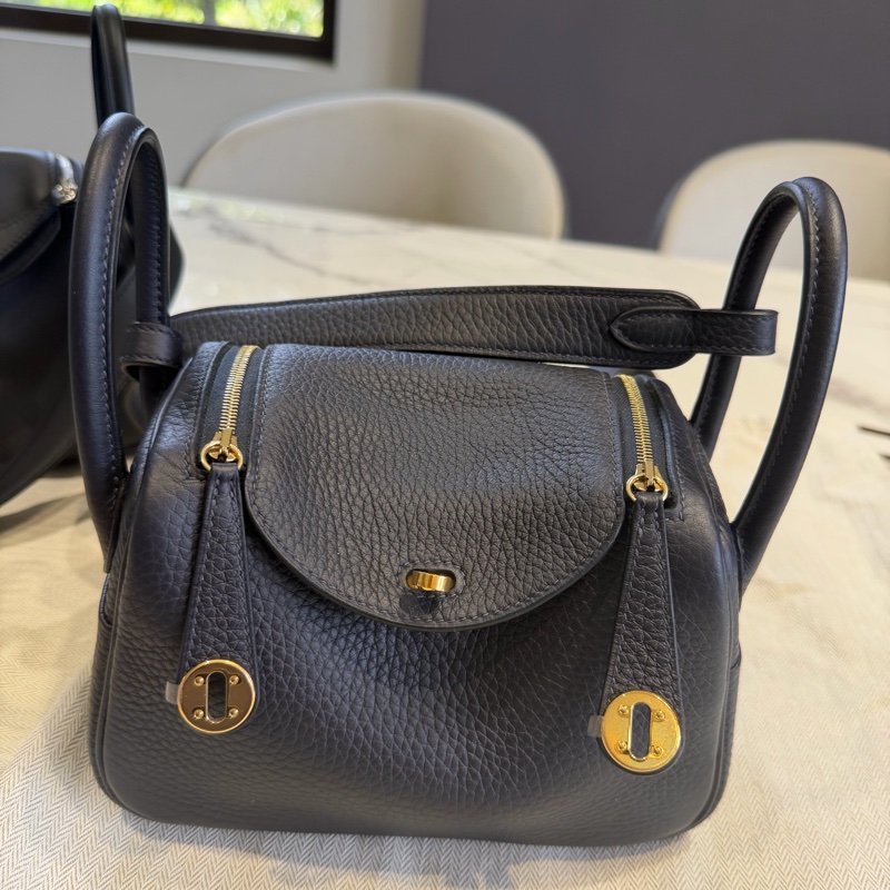 Hermes 愛馬仕 mini Lindy 一代 午夜藍 B刻印-10
