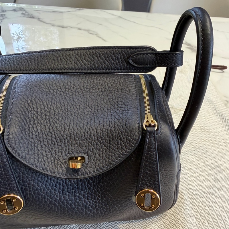 Hermes 愛馬仕 mini Lindy 一代 午夜藍 B刻印-11