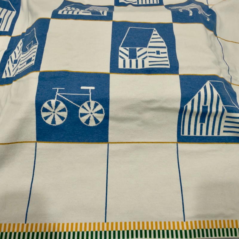 全新藍色系Hermes Les Cabanes blanket 寶寶毯/緹花織毛毯-2