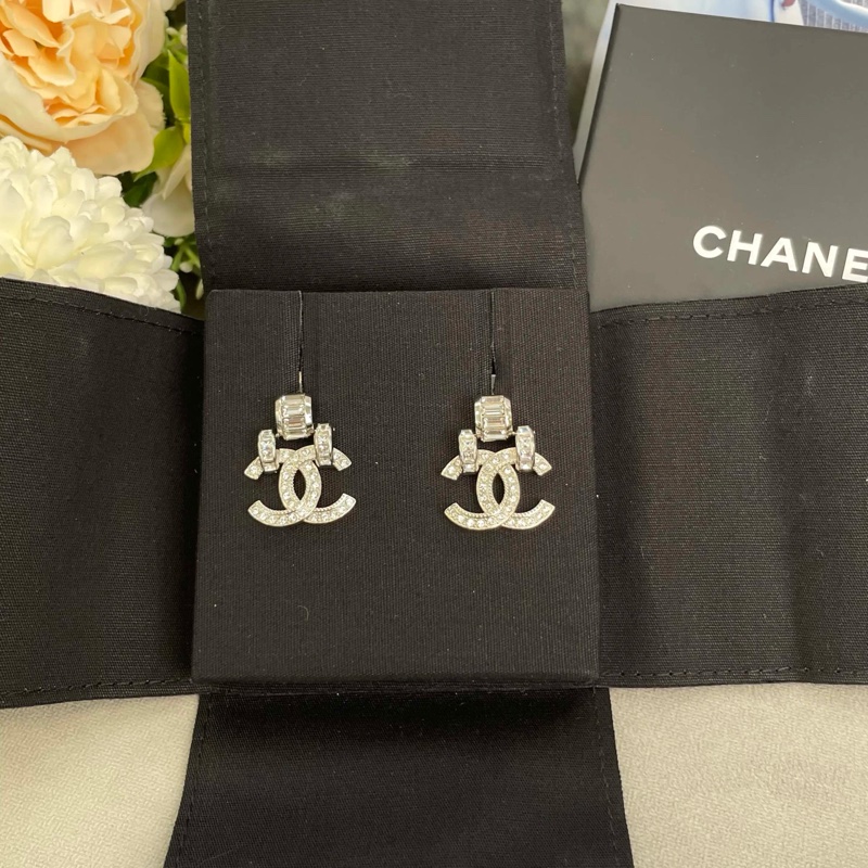 Chanel香奈兒 23S方鑽閃鑽雙C吊墜耳釘-2
