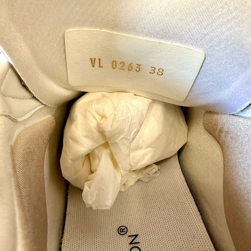 LOUIS VUITTON路易威登38碼Run 55 牛仔布 圓頭系帶 低幫 生活休閒鞋 女款 白棕-5