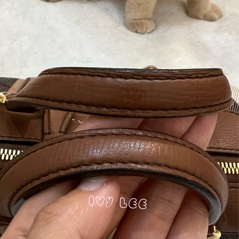 Burberry Alchester 棕色經典格紋 波士頓 保齡球手提包/斜背包 3980841 正品 二手精品-5