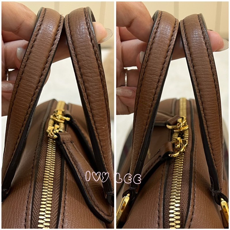 Burberry Alchester 棕色經典格紋 波士頓 保齡球手提包/斜背包 3980841 正品 二手精品-6