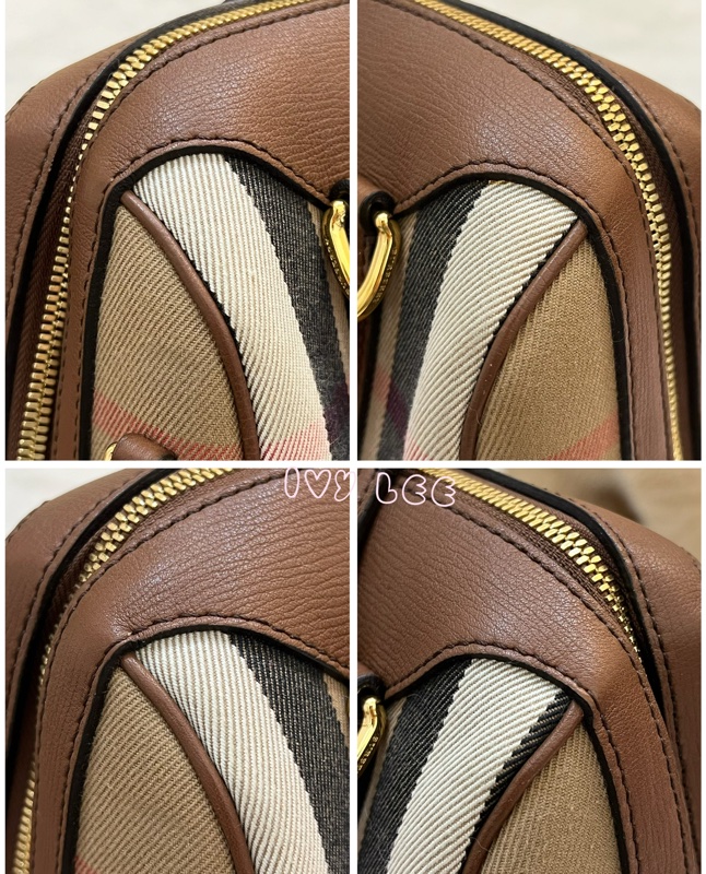 Burberry Alchester 棕色經典格紋 波士頓 保齡球手提包/斜背包 3980841 正品 二手精品-16