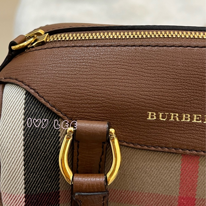 Burberry Alchester 棕色經典格紋 波士頓 保齡球手提包/斜背包 3980841 正品 二手精品-23