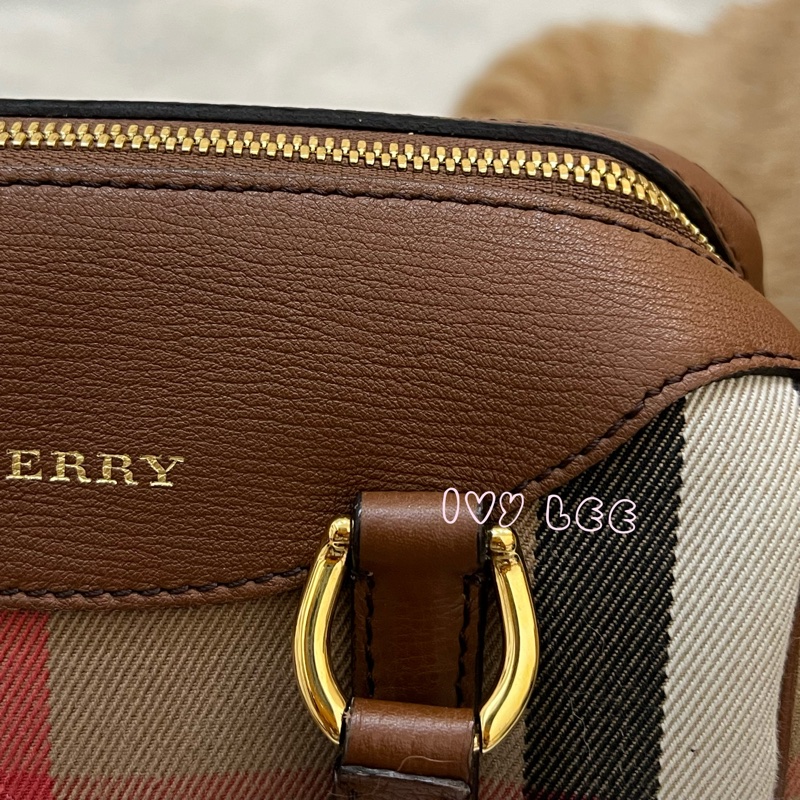 Burberry Alchester 棕色經典格紋 波士頓 保齡球手提包/斜背包 3980841 正品 二手精品-24