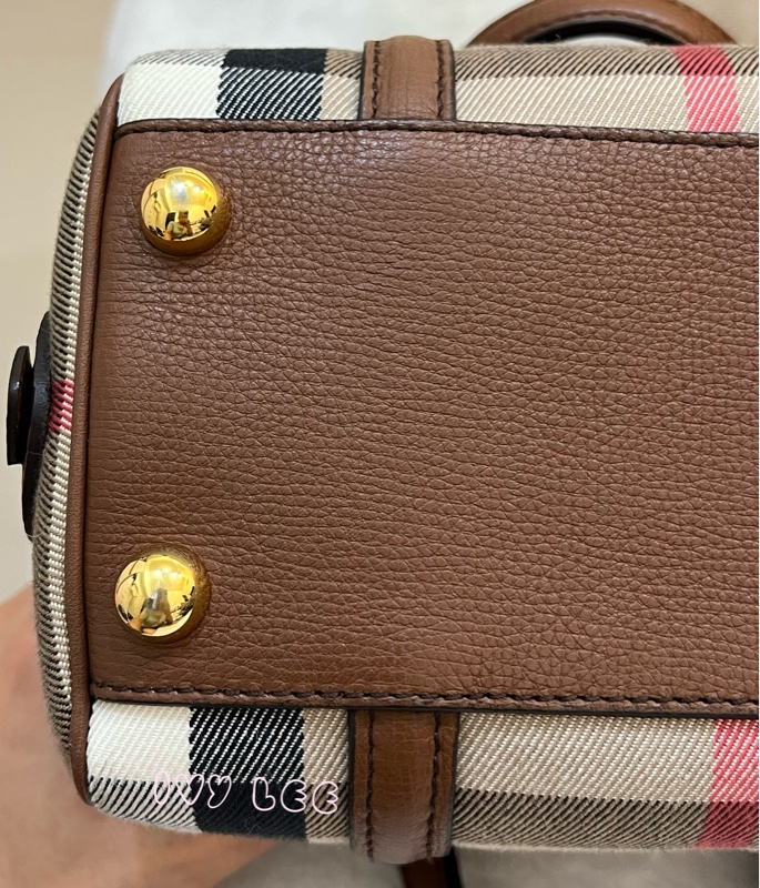 Burberry Alchester 棕色經典格紋 波士頓 保齡球手提包/斜背包 3980841 正品 二手精品-27