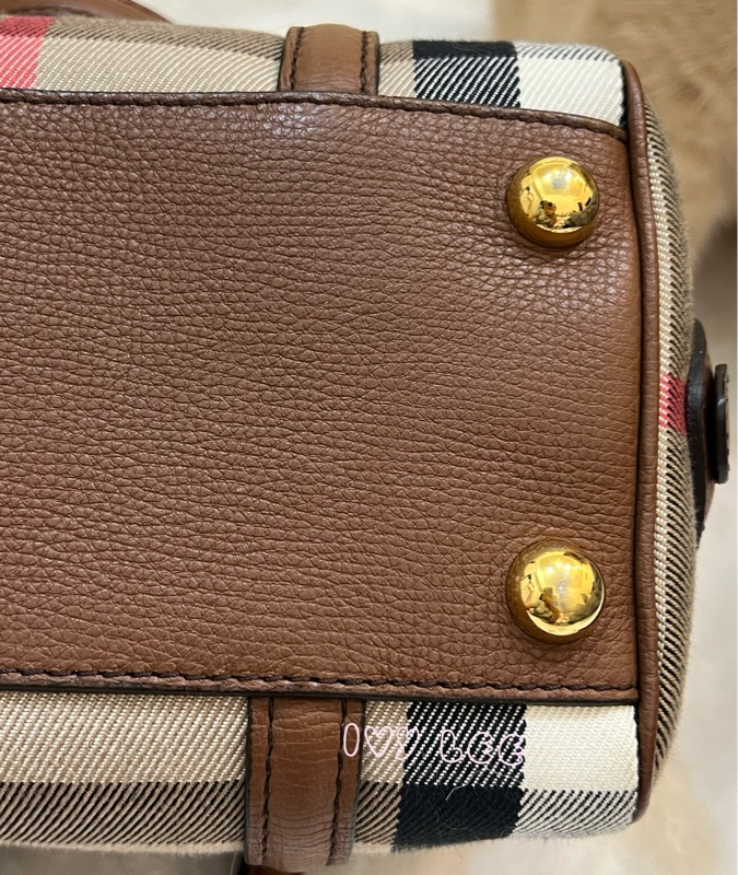 Burberry Alchester 棕色經典格紋 波士頓 保齡球手提包/斜背包 3980841 正品 二手精品-28