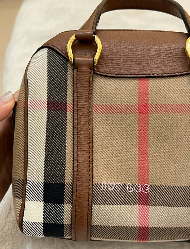 Burberry Alchester 棕色經典格紋 波士頓 保齡球手提包/斜背包 3980841 正品 二手精品-29