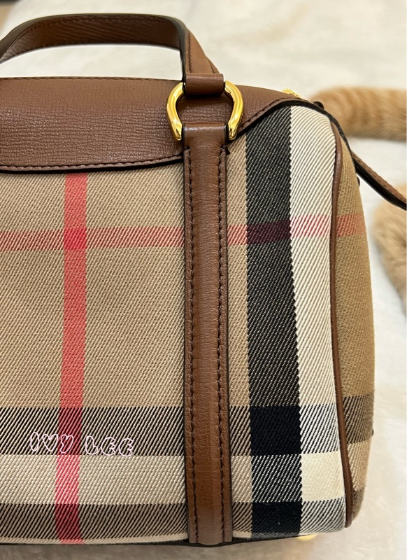 Burberry Alchester 棕色經典格紋 波士頓 保齡球手提包/斜背包 3980841 正品 二手精品-30