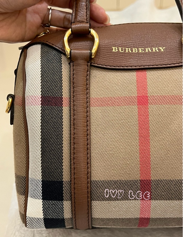 Burberry Alchester 棕色經典格紋 波士頓 保齡球手提包/斜背包 3980841 正品 二手精品-31
