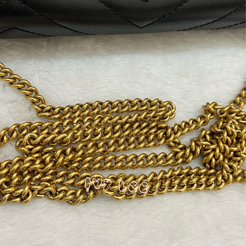 GUCCI GG Mormont 絎縫 超迷你袋 小包 斜背包 肩背包 476433 黑金MARMONT 正品 二手精品-4