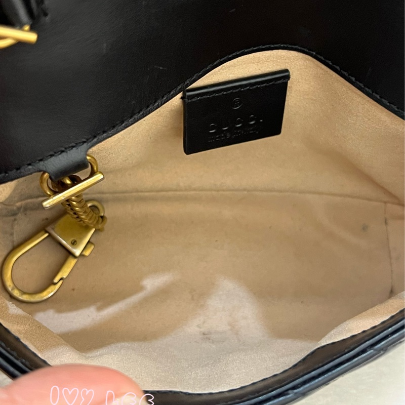 GUCCI GG Mormont 絎縫 超迷你袋 小包 斜背包 肩背包 476433 黑金MARMONT 正品 二手精品-5