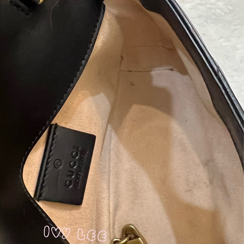 GUCCI GG Mormont 絎縫 超迷你袋 小包 斜背包 肩背包 476433 黑金MARMONT 正品 二手精品-6