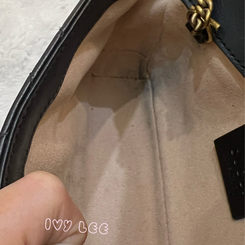 GUCCI GG Mormont 絎縫 超迷你袋 小包 斜背包 肩背包 476433 黑金MARMONT 正品 二手精品-7