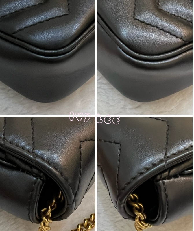GUCCI GG Mormont 絎縫 超迷你袋 小包 斜背包 肩背包 476433 黑金MARMONT 正品 二手精品-9