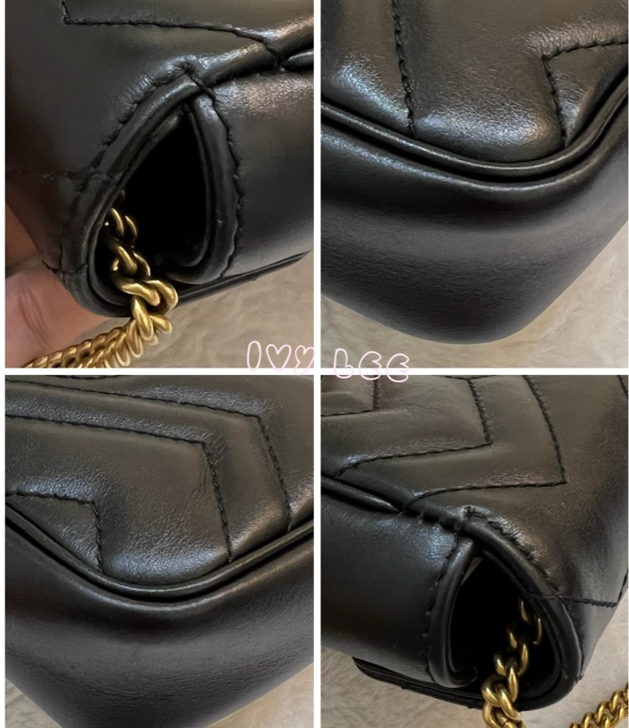 GUCCI GG Mormont 絎縫 超迷你袋 小包 斜背包 肩背包 476433 黑金MARMONT 正品 二手精品-10