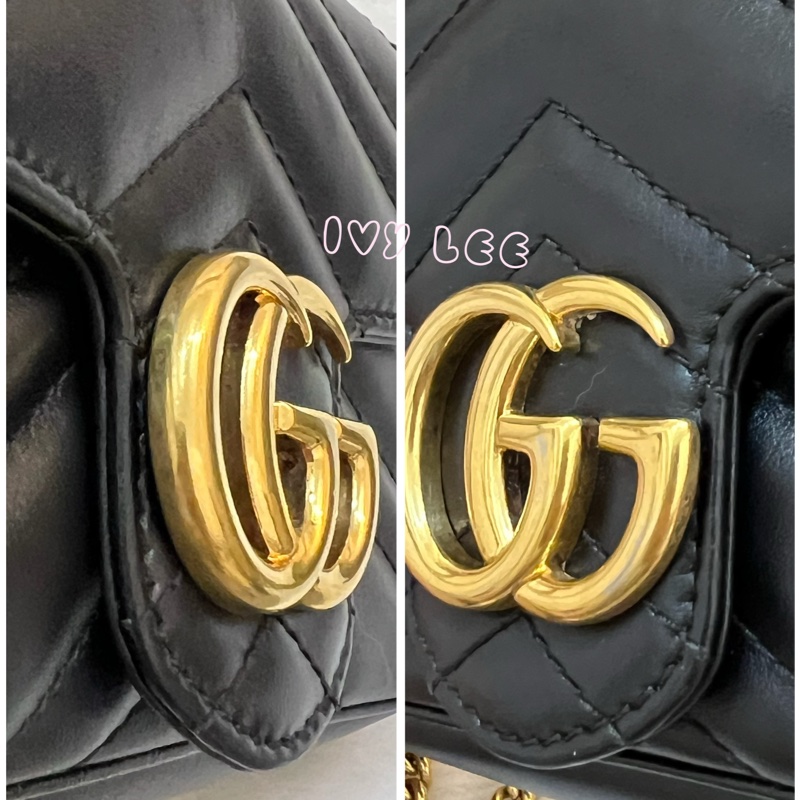GUCCI GG Mormont 絎縫 超迷你袋 小包 斜背包 肩背包 476433 黑金MARMONT 正品 二手精品-11