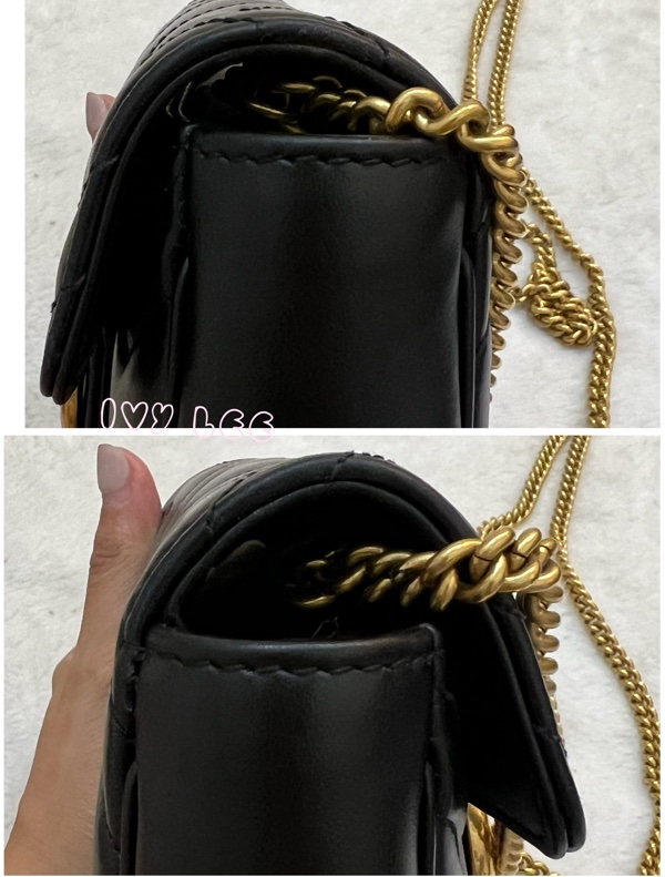 GUCCI GG Mormont 絎縫 超迷你袋 小包 斜背包 肩背包 476433 黑金MARMONT 正品 二手精品-17