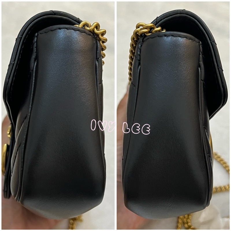 GUCCI GG Mormont 絎縫 超迷你袋 小包 斜背包 肩背包 476433 黑金MARMONT 正品 二手精品-18