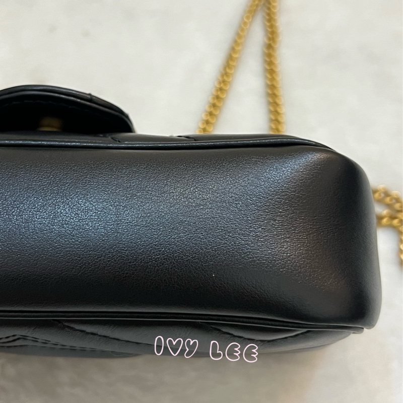 GUCCI GG Mormont 絎縫 超迷你袋 小包 斜背包 肩背包 476433 黑金MARMONT 正品 二手精品-22