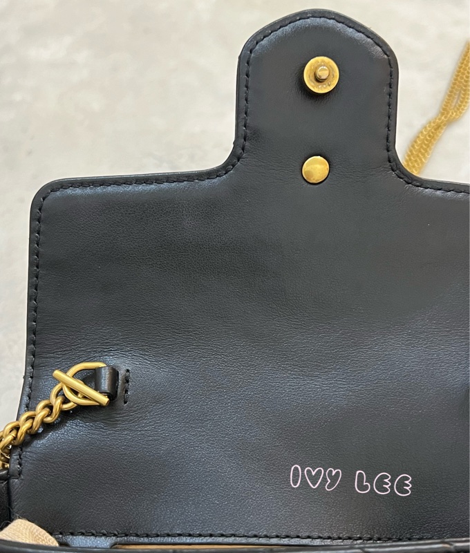 GUCCI GG Mormont 絎縫 超迷你袋 小包 斜背包 肩背包 476433 黑金MARMONT 正品 二手精品-24