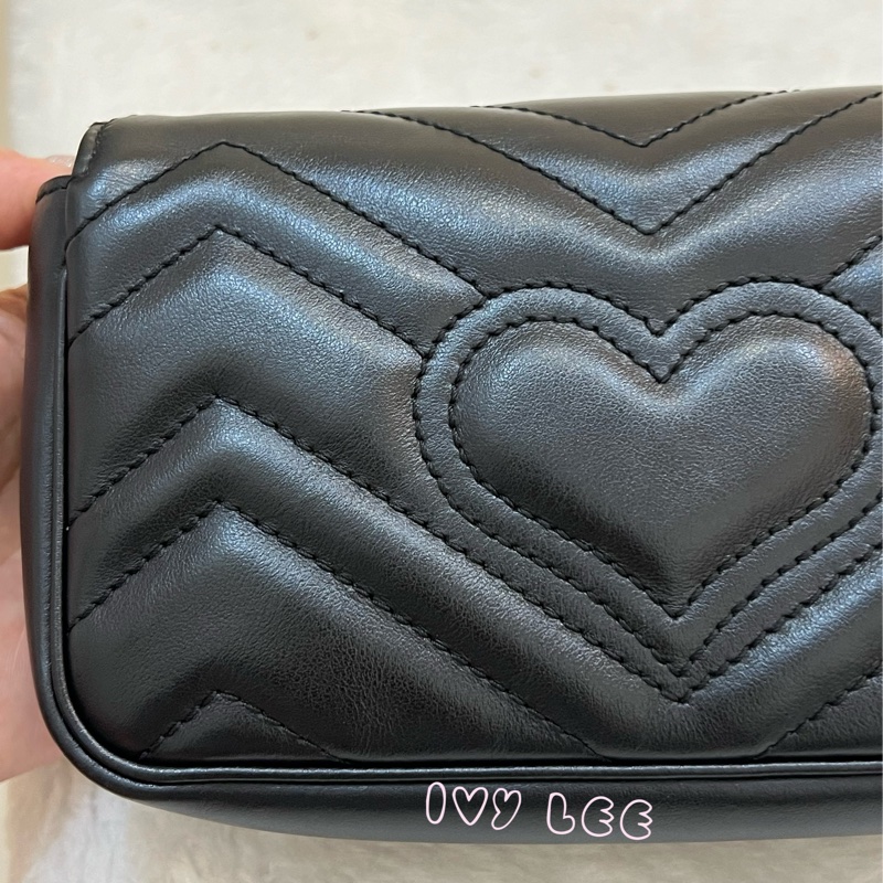 GUCCI GG Mormont 絎縫 超迷你袋 小包 斜背包 肩背包 476433 黑金MARMONT 正品 二手精品-27
