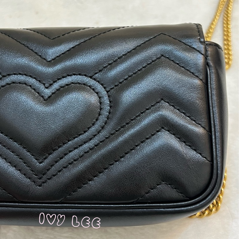 GUCCI GG Mormont 絎縫 超迷你袋 小包 斜背包 肩背包 476433 黑金MARMONT 正品 二手精品-28