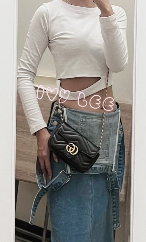 GUCCI GG Mormont 絎縫 超迷你袋 小包 斜背包 肩背包 476433 黑金MARMONT 正品 二手精品-31