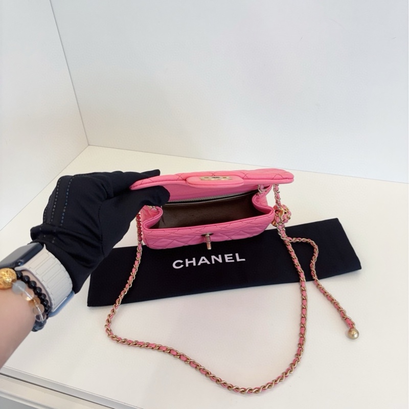 💎Chanel香奈兒|珊瑚粉色編織核桃金球CF方胖鏈條包|芯片款皺摺小羊皮|98新-9