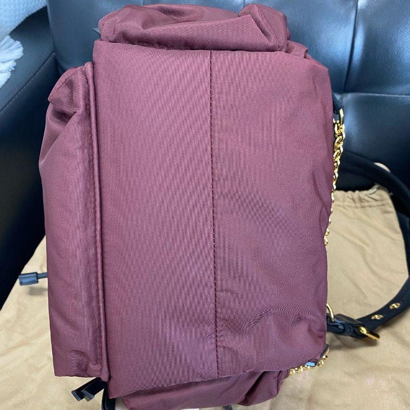 BURBERRY 暗紅色尼龍後背包30*25 99新配件塵袋-4