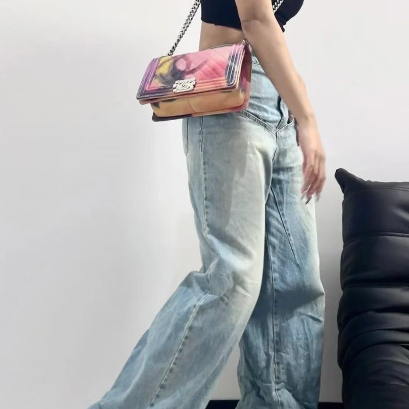 Chanel 彩虹塗鴉Leboy中號 羊皮銀扣 25*15*7 98新配件盒子 塵袋 保卡-1