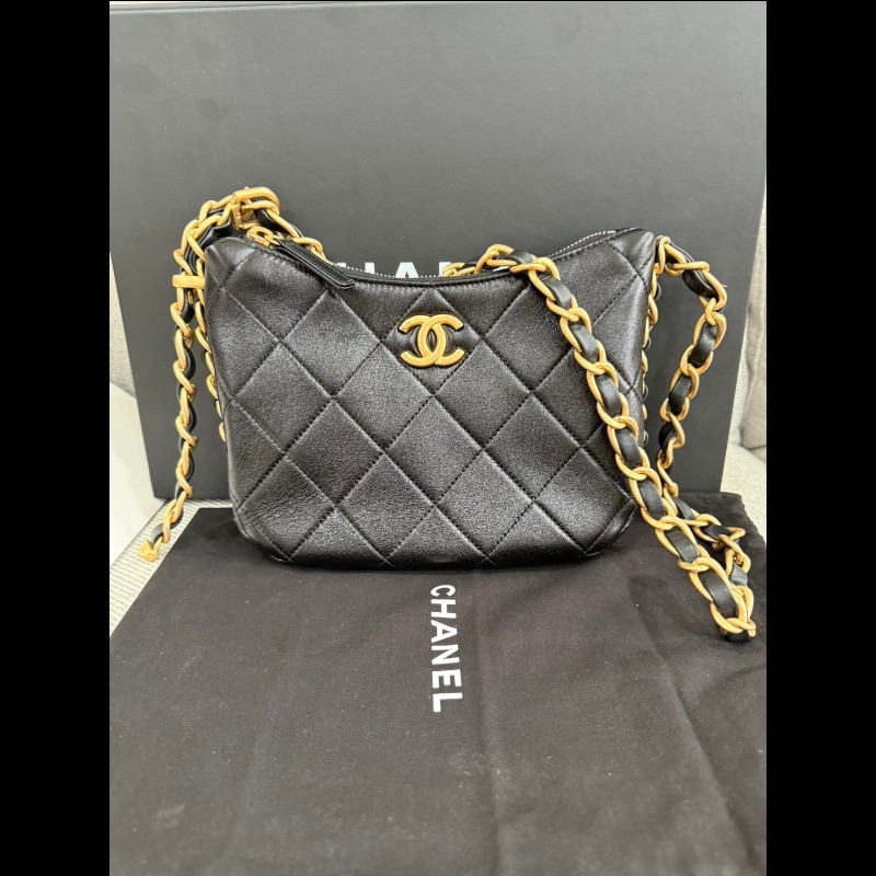 香奈兒23K Hobo黑金鏈包-3