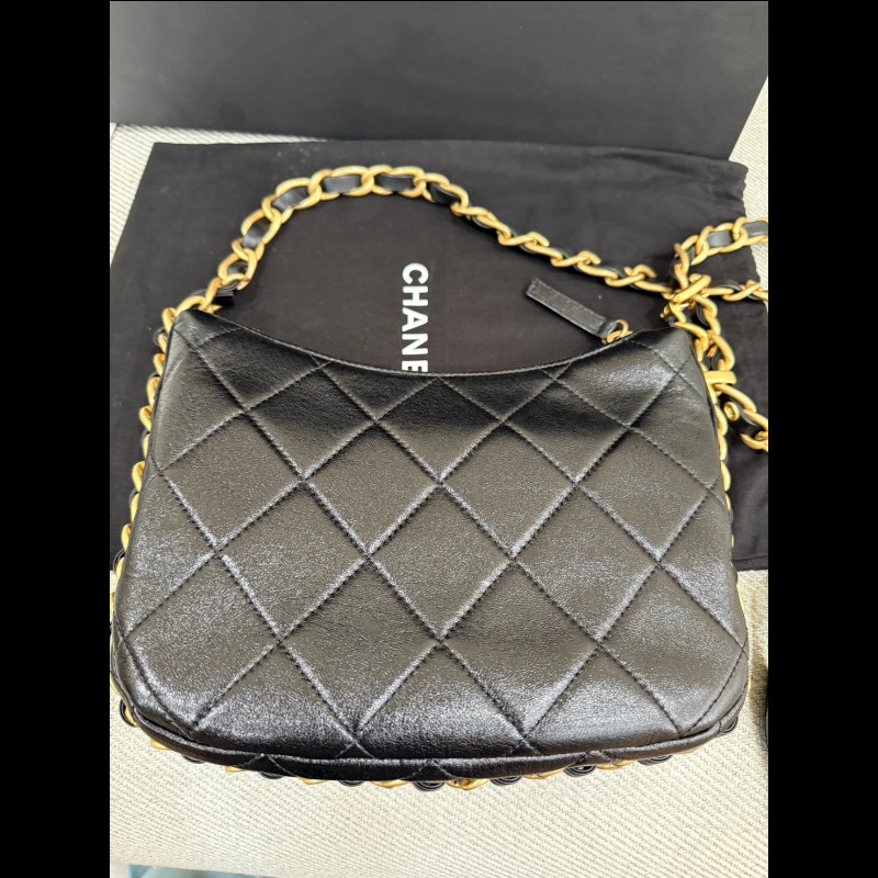 香奈兒23K Hobo黑金鏈包-8