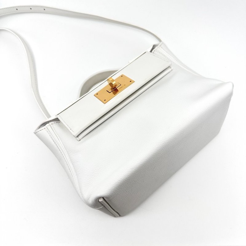 HERMES 純白色金扣2424mini手提肩背斜背包21*16*11 99新配件塵袋-1