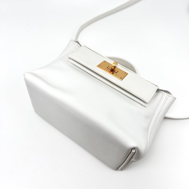 HERMES 純白色金扣2424mini手提肩背斜背包21*16*11 99新配件塵袋-2