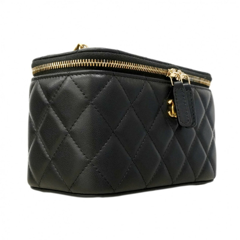 香奈兒手提包/化妝包,絎縫羊皮,黑色,女士,P2901875-1