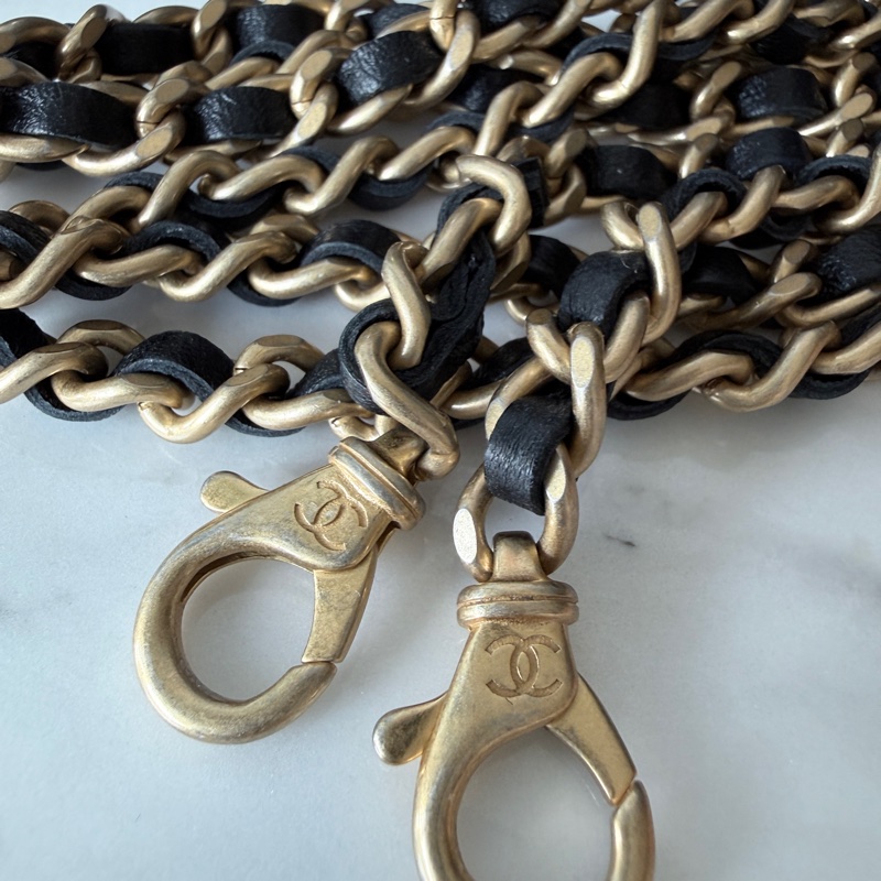 CHANEL✨25S 黑金珍珠蝴蝶結斜背包手拿包鏈條包 晚宴包鏈條可拆 台灣購證-27