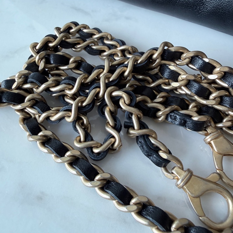 CHANEL✨25S 黑金珍珠蝴蝶結斜背包手拿包鏈條包 晚宴包鏈條可拆 台灣購證-31