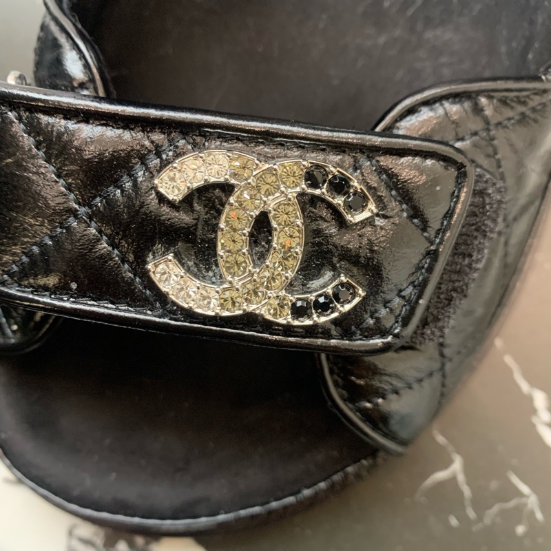 CHANEL香奈兒 25P 黑色雙C鑽扣魔術貼涼鞋 38碼-5