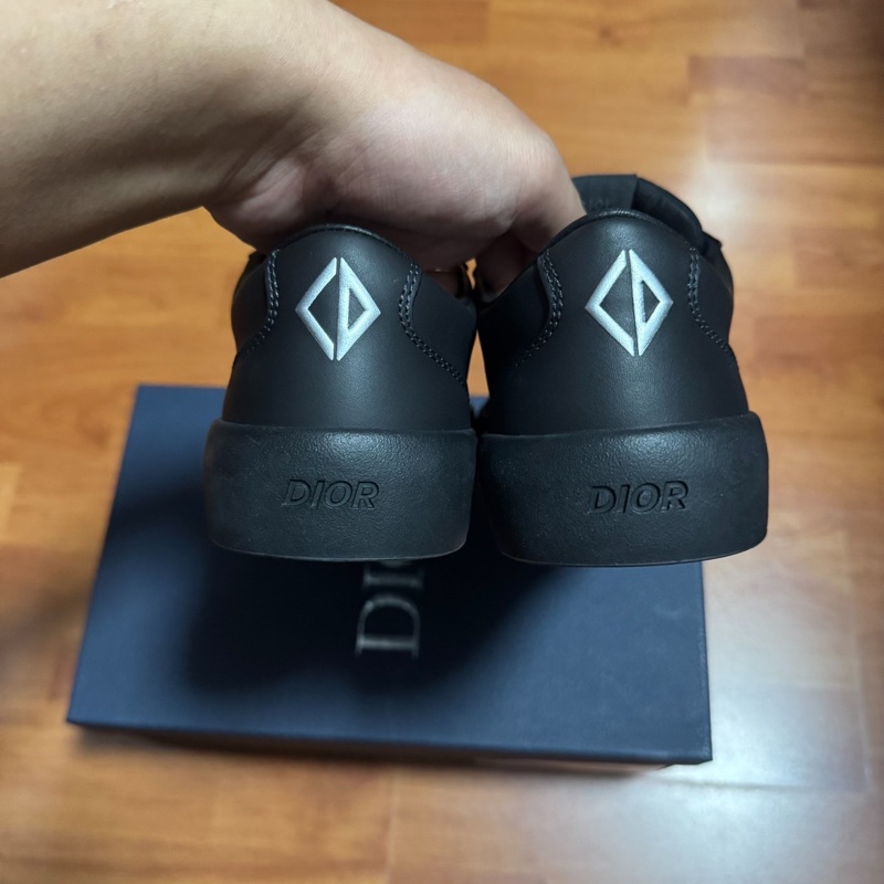 Dior迪奧B101皮革絨面革 圓頭低幫系帶板鞋 黑色 41碼-5