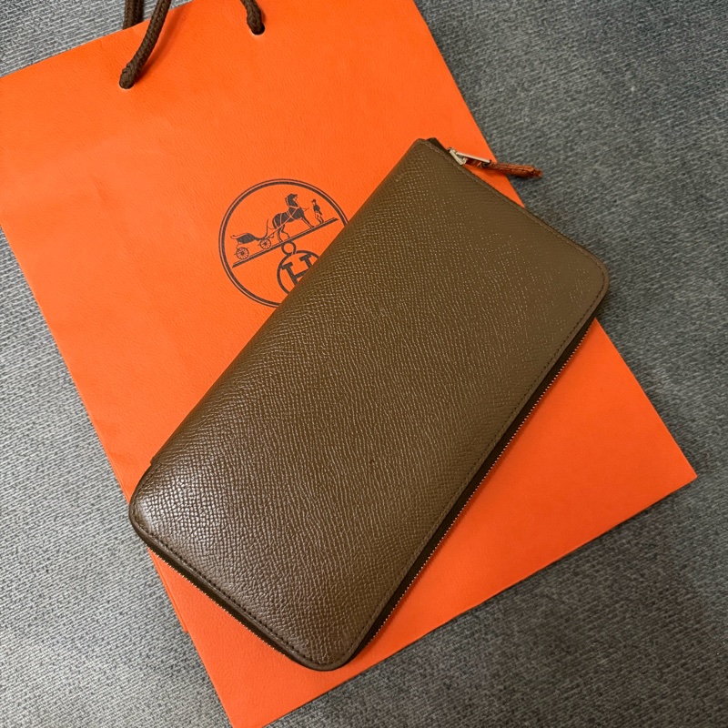 愛馬仕Hermes Silk'In 金棕色拉鍊絲巾長夾-0