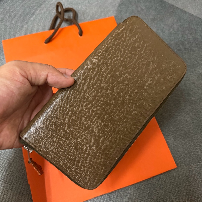 愛馬仕Hermes Silk'In 金棕色拉鍊絲巾長夾-1