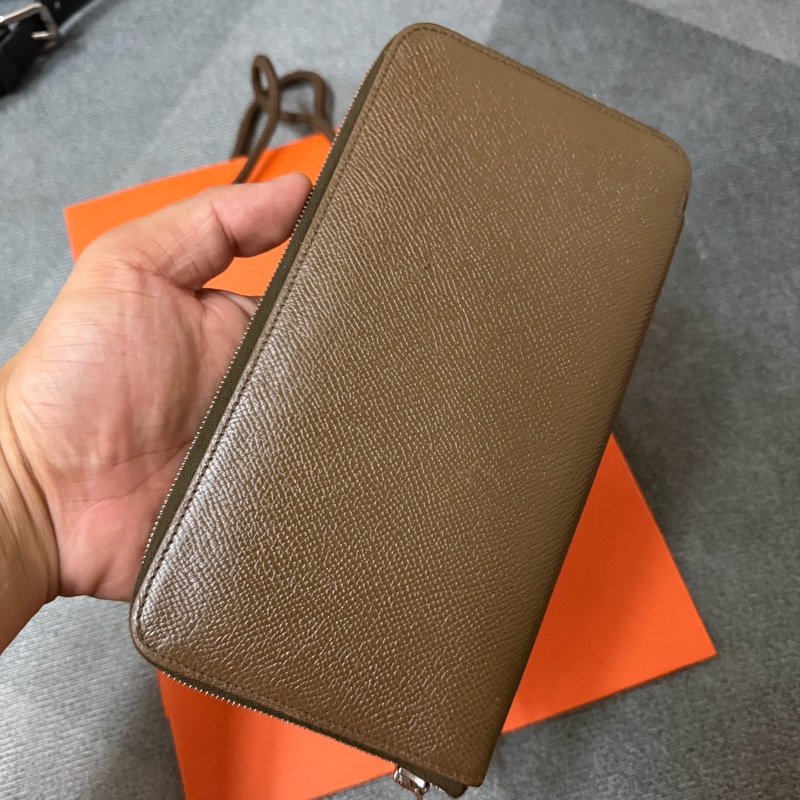 愛馬仕Hermes Silk'In 金棕色拉鍊絲巾長夾-2