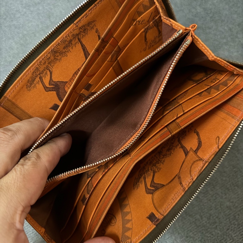 愛馬仕Hermes Silk'In 金棕色拉鍊絲巾長夾-7