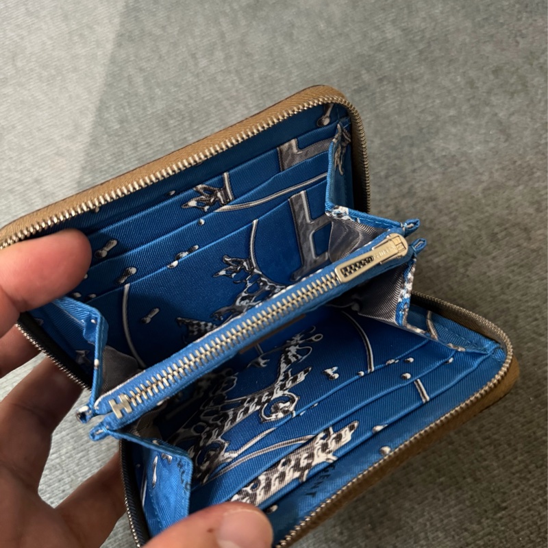 愛馬仕 Hermes SilkIn 大象灰拉鍊絲巾短夾錢包-6