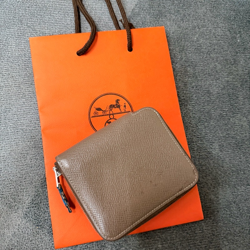 愛馬仕 Hermes SilkIn 大象灰拉鍊絲巾短夾錢包-9