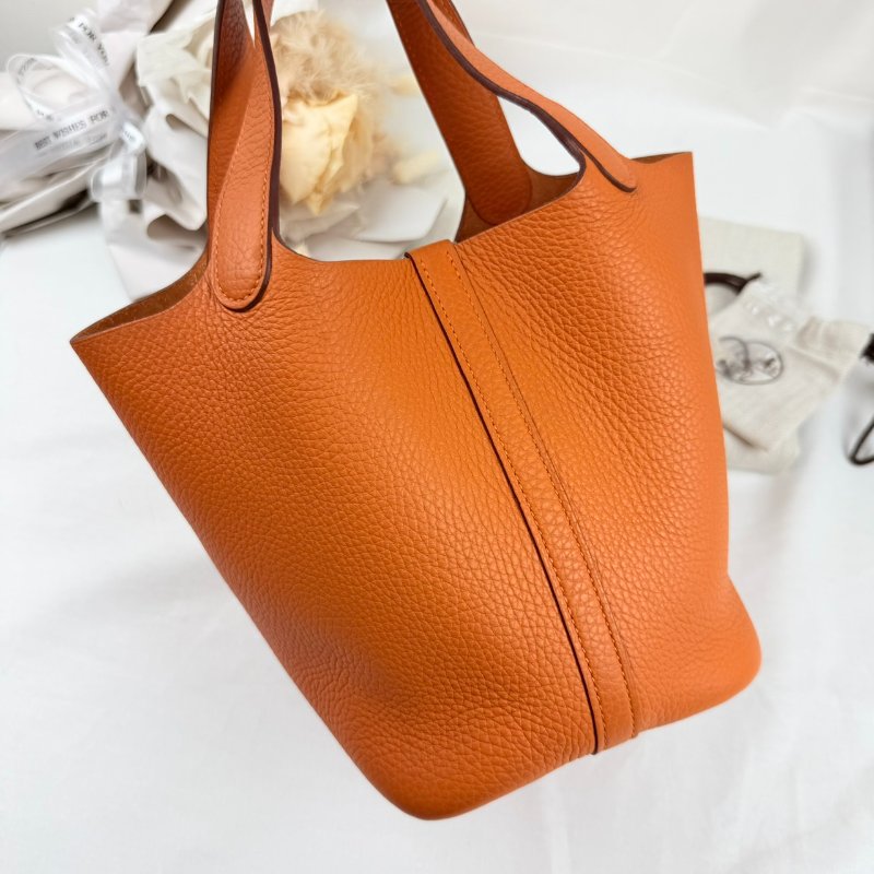 狀態良好 HERMES 愛馬仕 Picotin Lock 18 銀釦 菜籃子 手提包 框Q-1